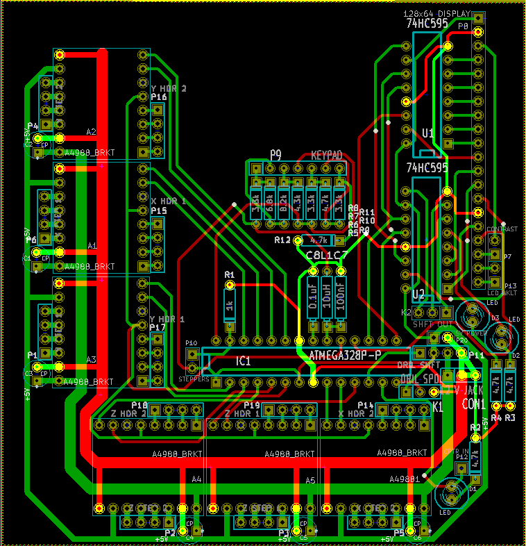 Version 2: More space efficent, but with room for improvement.This layout also puts the keypad and display at unusual right angles to each other.