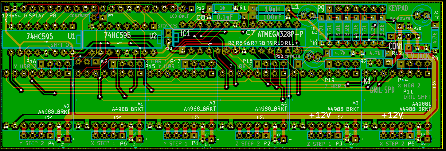 Version 4: The final result. I added a ground pane and selected this design for shipping. This only cost $50 for three of these 2-layer ENIG boards.