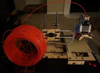 The assembled Printrbot JR 3D printer, with modifications