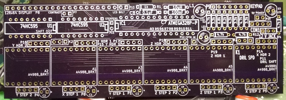 The front of the manufactured prototype PCB.