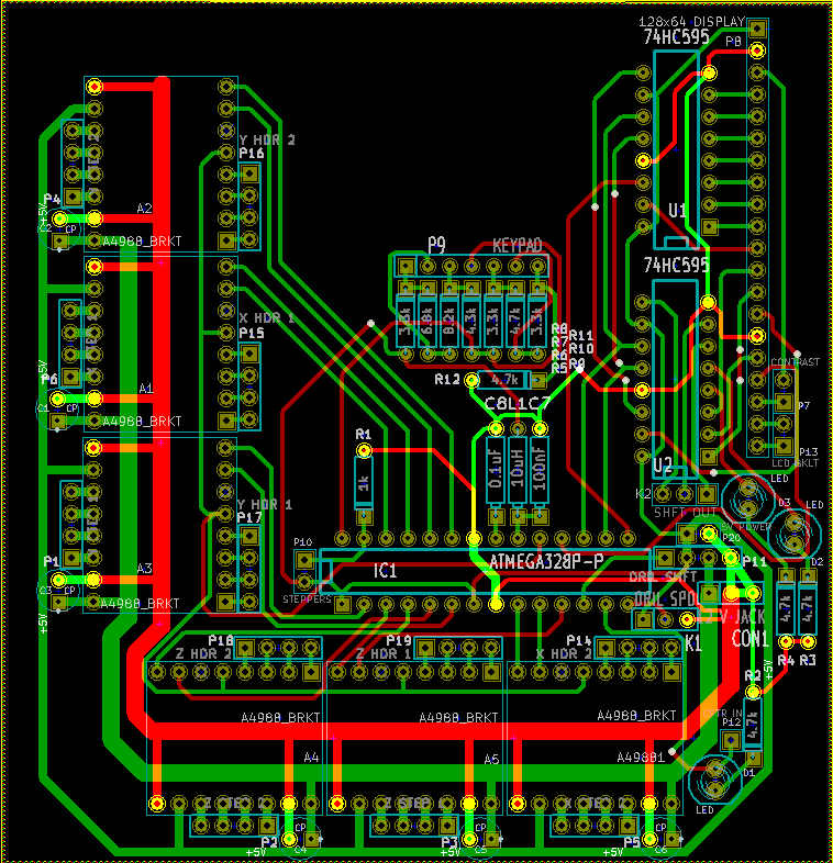 <b>Version 2:</b> More space efficent, but with room for improvement.<br /><small>This layout also puts the keypad and display at unusual right angles to each other.</small>