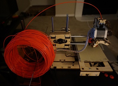 The assembled Printrbot JR 3D printer, with modifications