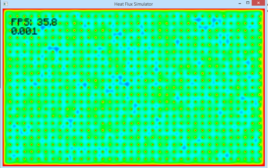 Fixed-temperature points, evenly distributed throughout the simulation grid