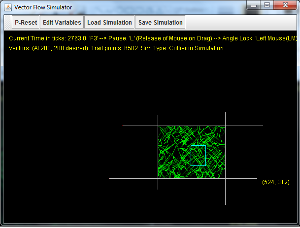 The white 2D box constrains particles. <br /> The blue 2D box counts particles entering and leaving