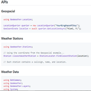 GeoWeather API example